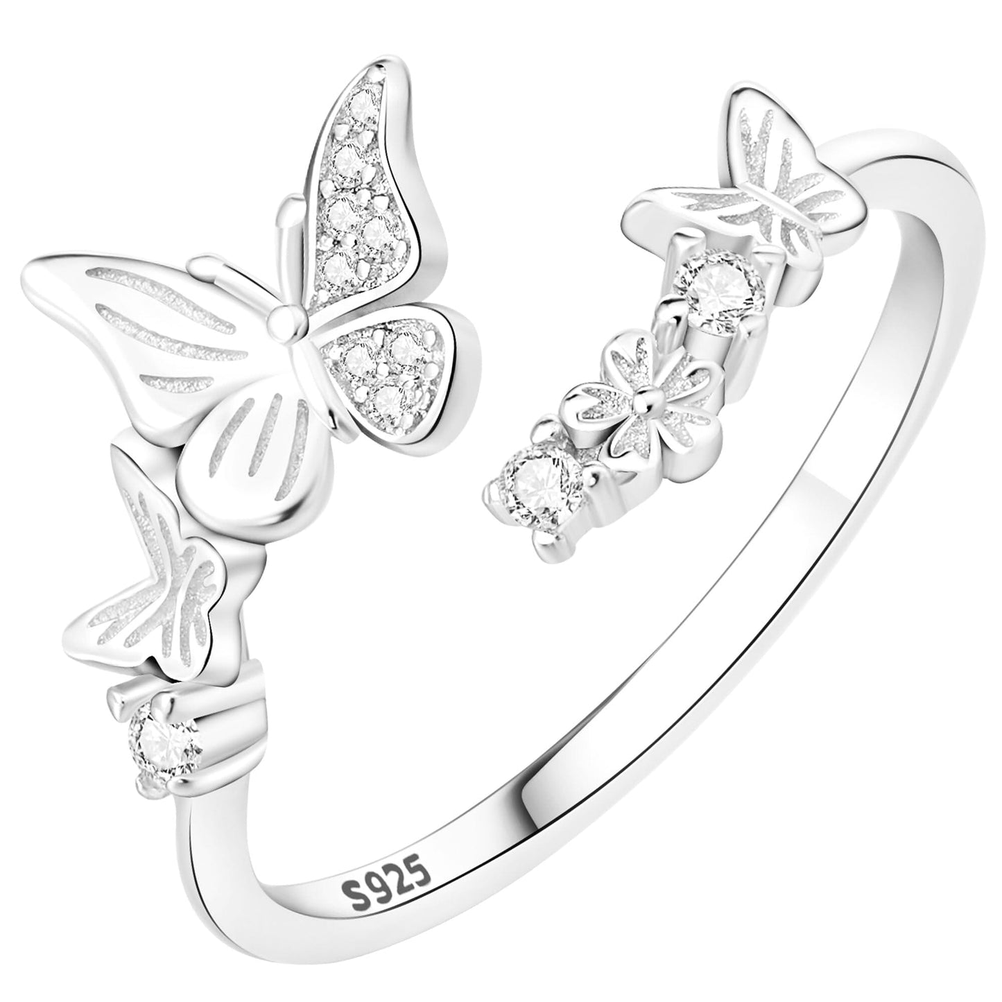 A Collector’s Gift: 925 Sterling Silver 18k Gold Plated Rings, Adjustable Promise Open Crystal Ring for Women Men Couple Wedding Engagement Jewelry Gifts Gifts Amazon Butterfly 