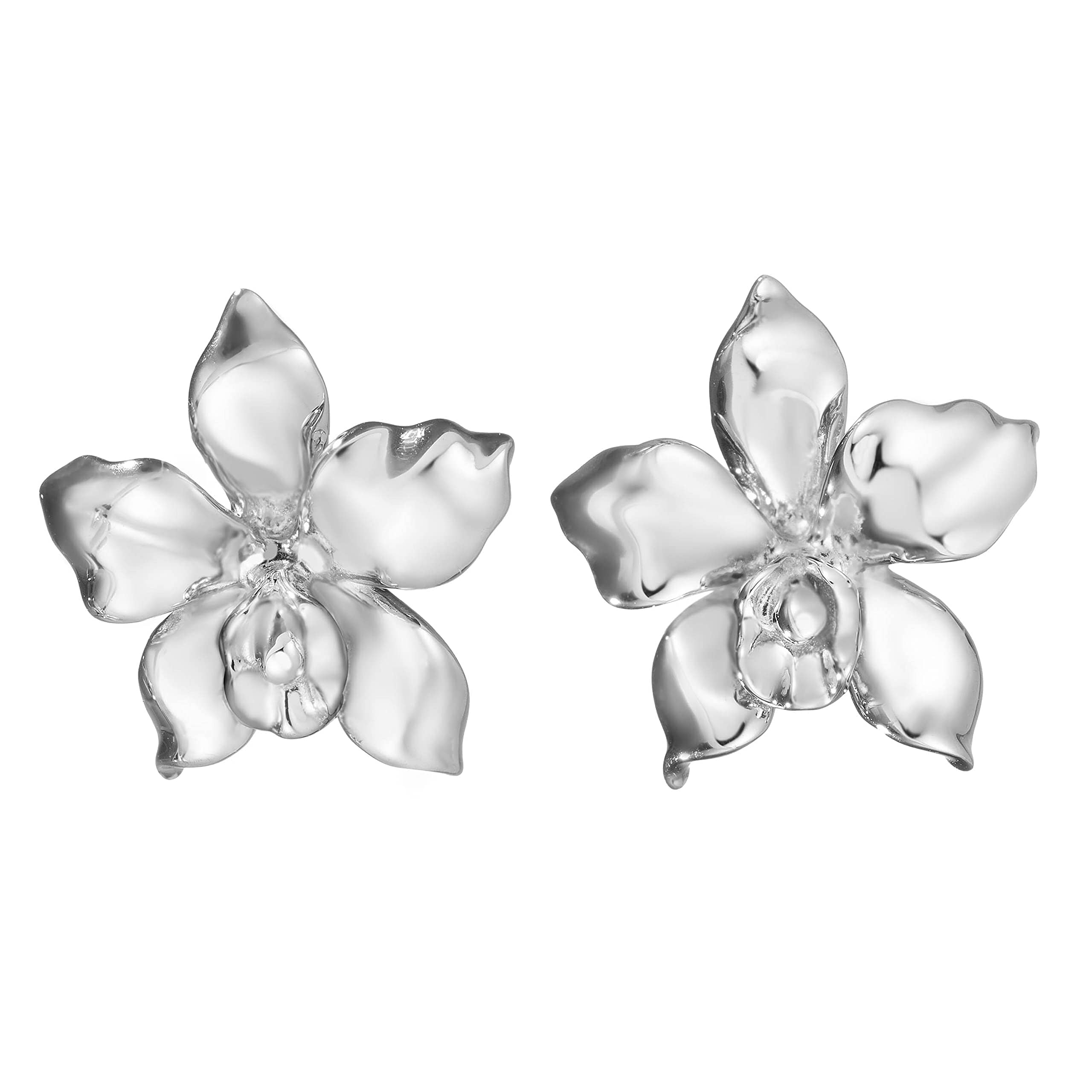 A Collector’s Gift: 925 Sterling Silver Hawaiian Orchid Flower Plant Stud  Earrings, Nickel Free Hypoallergenic for Sensitive Skin, Tropical Nature ...