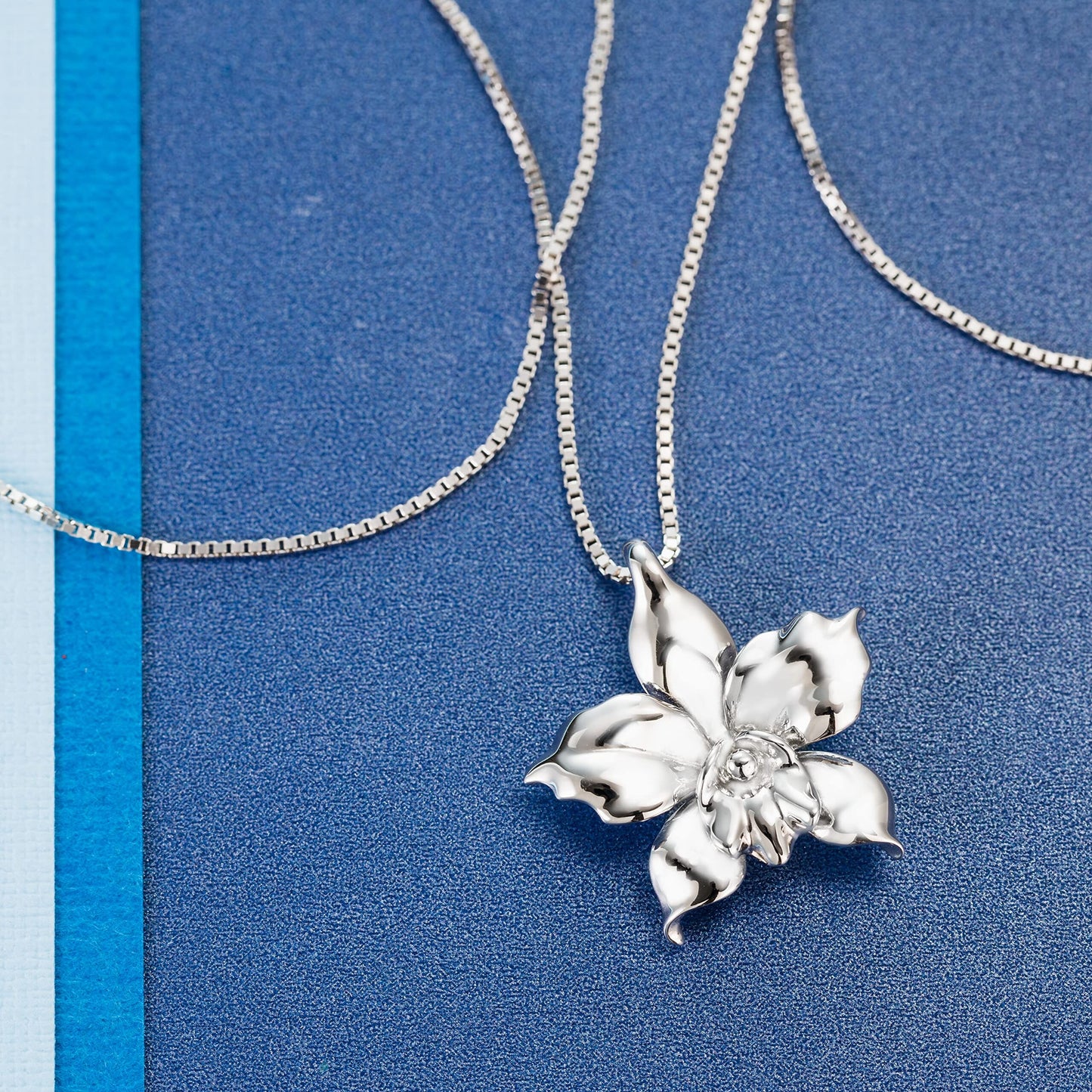 A Collector’s Gift: 925 Sterling Silver Orchid Flower Necklace Pendant with 18" Box Chain, Nickle Free Hypoallergenic for Sensitive Skin, Island Tropical Jewelry with Gift Box Gifts Amazon 