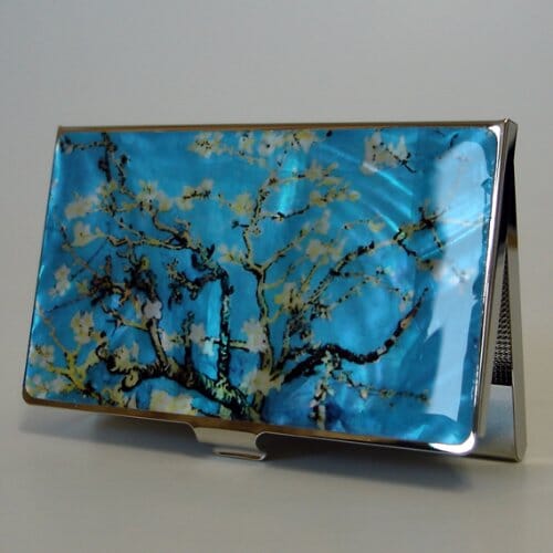 A Collector’s Gift: Antique Alive Mother of Pearl Orchid Design Yellow Business Credit Name ID Card Holder Case Metal Stainless Steel Engraved Slim Purse Pocket Cash Money Wallet Gifts Amazon 