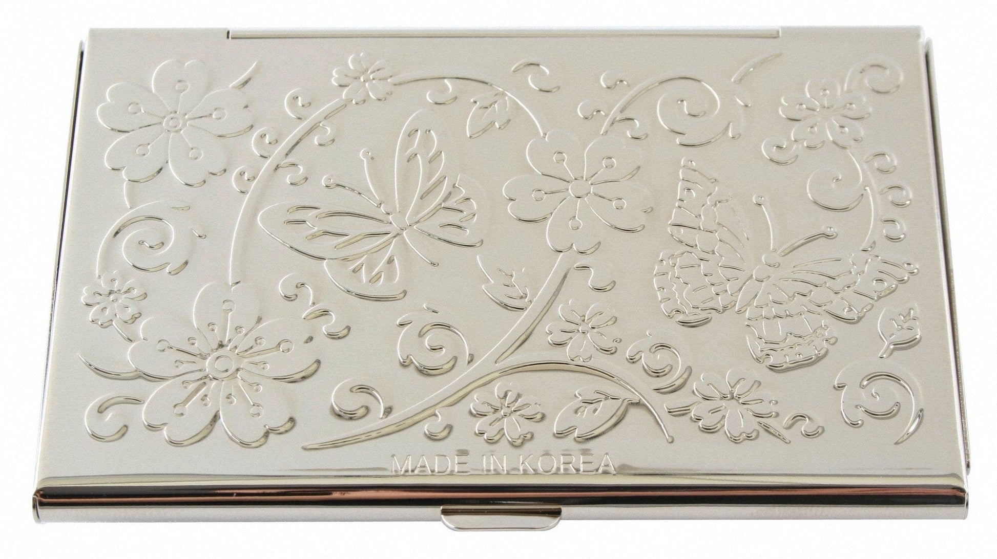 A Collector’s Gift: Antique Alive Mother of Pearl Orchid Design Yellow Business Credit Name ID Card Holder Case Metal Stainless Steel Engraved Slim Purse Pocket Cash Money Wallet Gifts Amazon 