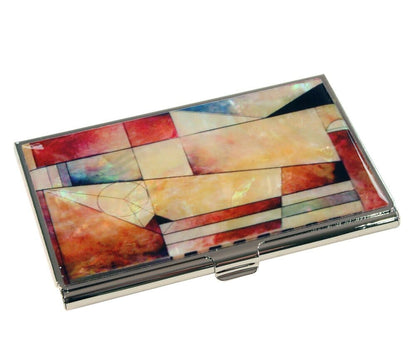 A Collector’s Gift: Antique Alive Mother of Pearl Orchid Design Yellow Business Credit Name ID Card Holder Case Metal Stainless Steel Engraved Slim Purse Pocket Cash Money Wallet Gifts Amazon 