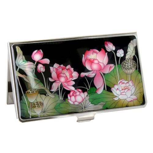 A Collector’s Gift: Antique Alive Mother of Pearl Orchid Design Yellow Business Credit Name ID Card Holder Case Metal Stainless Steel Engraved Slim Purse Pocket Cash Money Wallet Gifts Amazon 