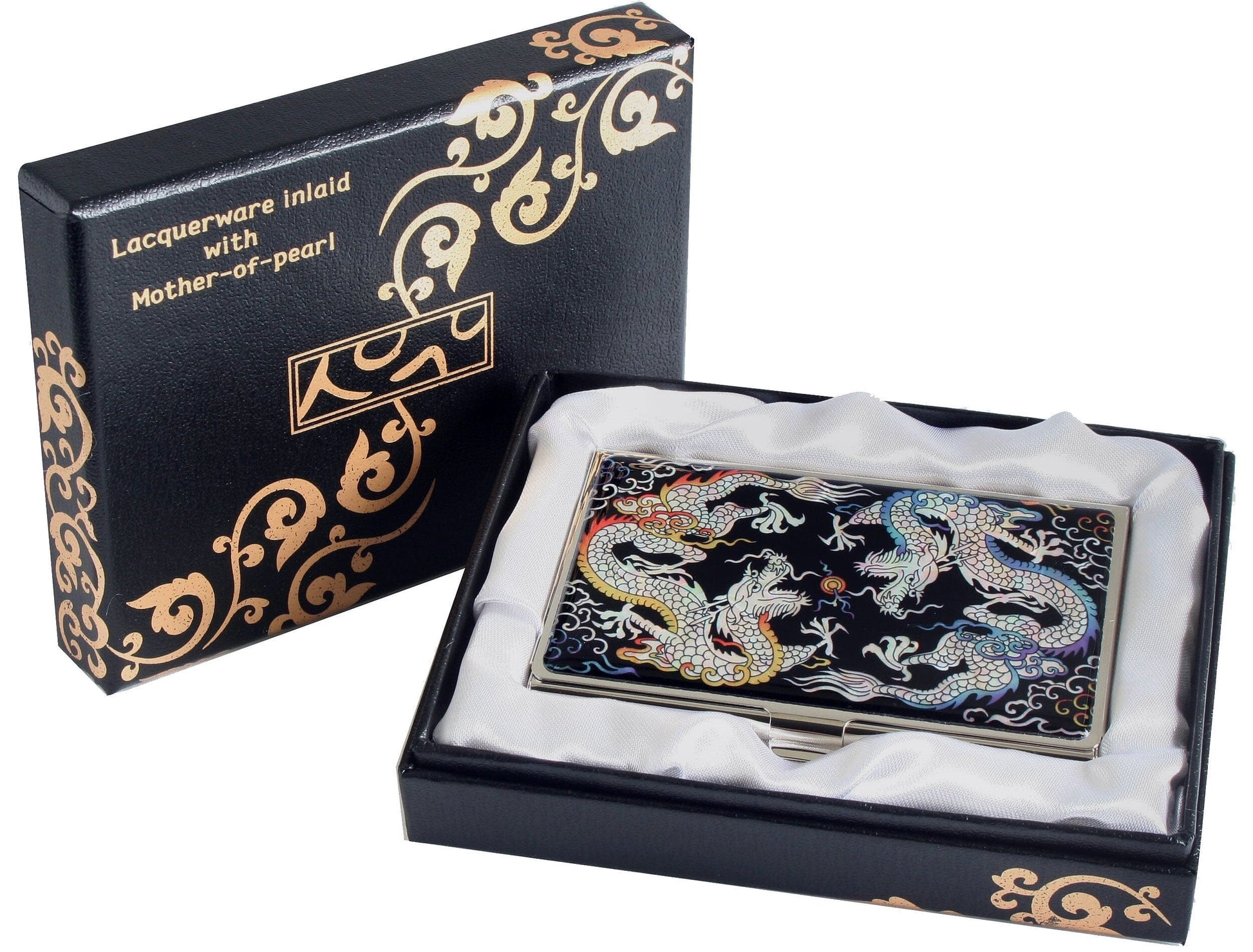 A Collector’s Gift: Antique Alive Mother of Pearl Orchid Design Yellow Business Credit Name ID Card Holder Case Metal Stainless Steel Engraved Slim Purse Pocket Cash Money Wallet Gifts Amazon 