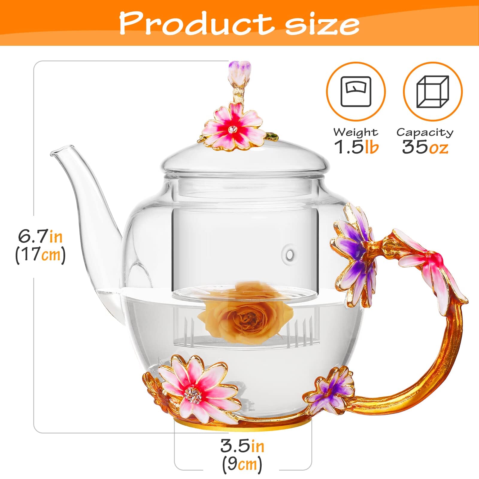 A Collector’s Gift: Enamel flower Lead-free Glass Coffee Mugs Tea Cup with Steel Spoon, Best Birthday Gifts For Women Wife Mom Friends Mothers Valentines Day Christmas (Purple-Tall) Gifts Amazon 