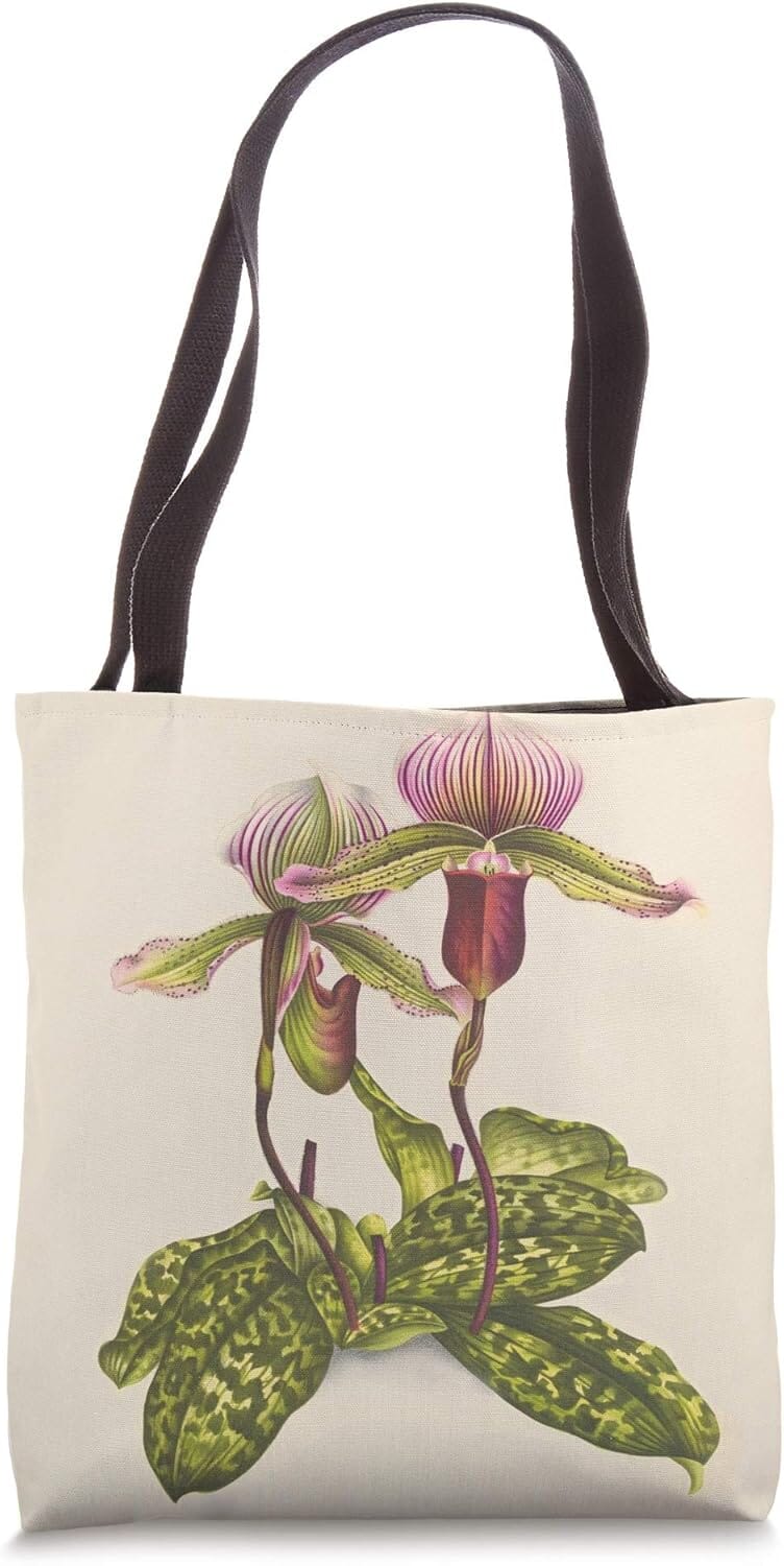 A Collector’s Gift: Lady Slipper Gift Orchid Flower Lover Orchid Whisperer Tote Bag Gifts Amazon 16 inches 