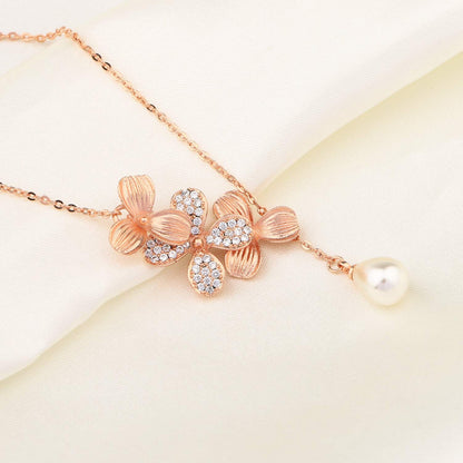 A Collector’s Gift: Orchid Flower Necklace Rose Gold Orchid Pendant Necklace with Teardrop Pearl Orchid Flower Jewelry Inspirational Gifts Gifts Amazon 