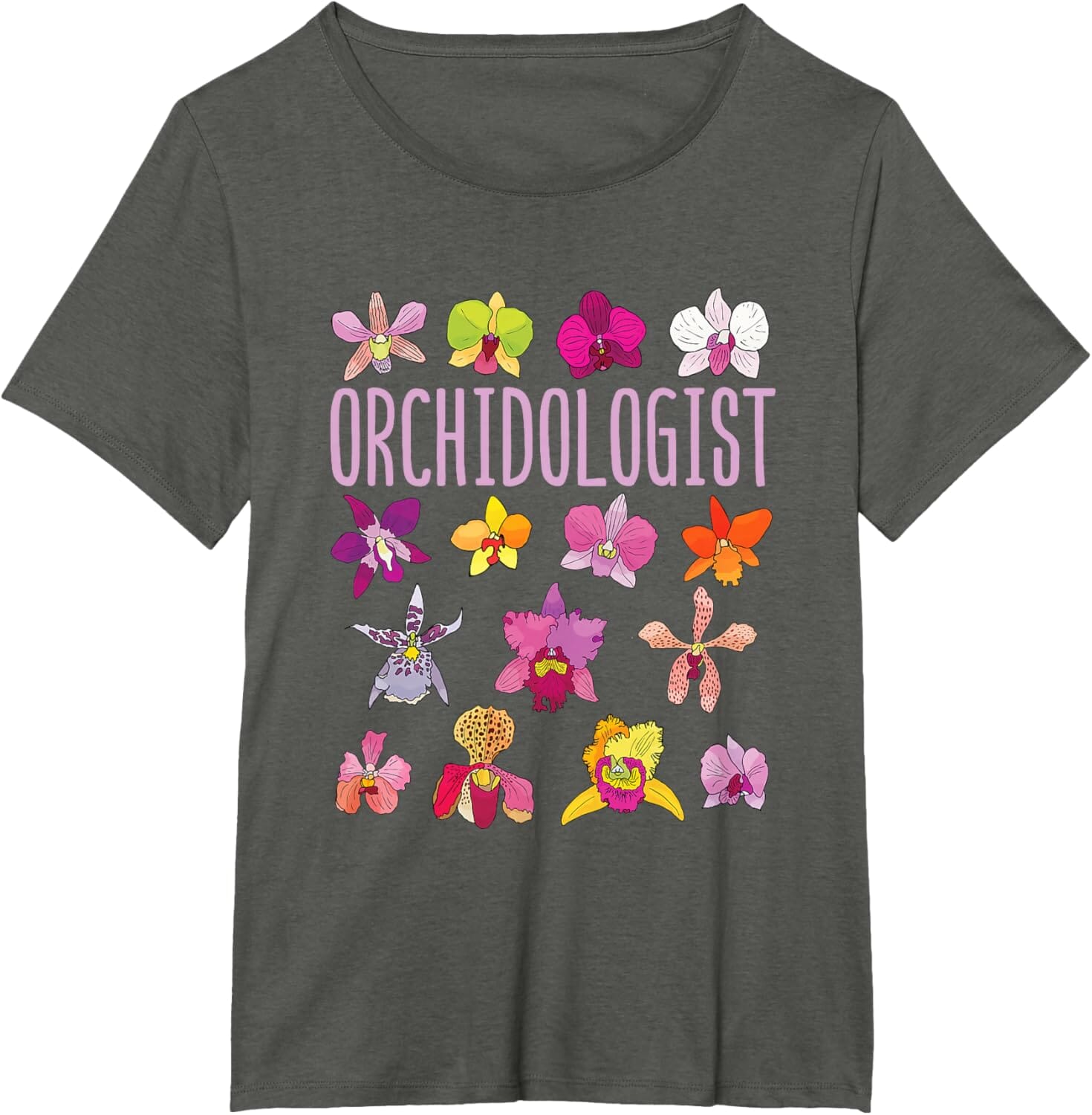 A Collector’s Gift: Orchidologist Orchid Lover Orchids Flower Garden Gardening T-Shirt Gifts Amazon Asphalt Grey Women's Plus 1X