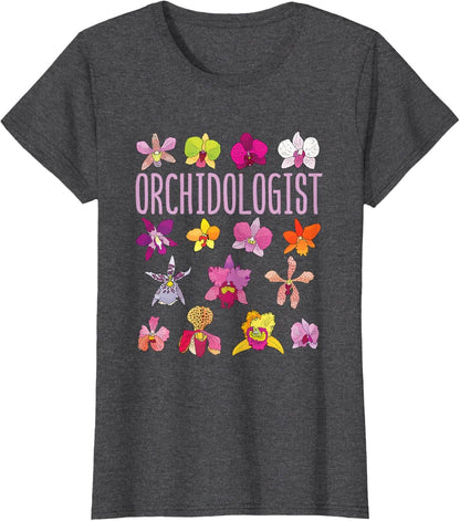 A Collector’s Gift: Orchidologist Orchid Lover Orchids Flower Garden Gardening T-Shirt Gifts Amazon Dark Heather Grey Women Small