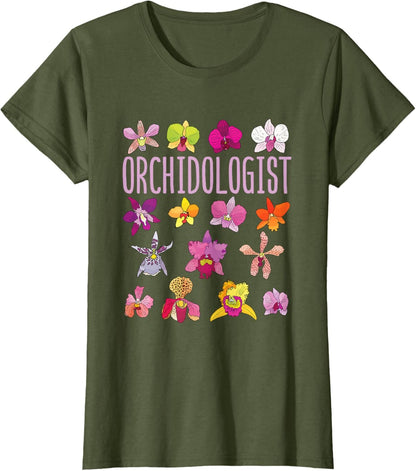 A Collector’s Gift: Orchidologist Orchid Lover Orchids Flower Garden Gardening T-Shirt Gifts Amazon Olive Green Women XX-Large