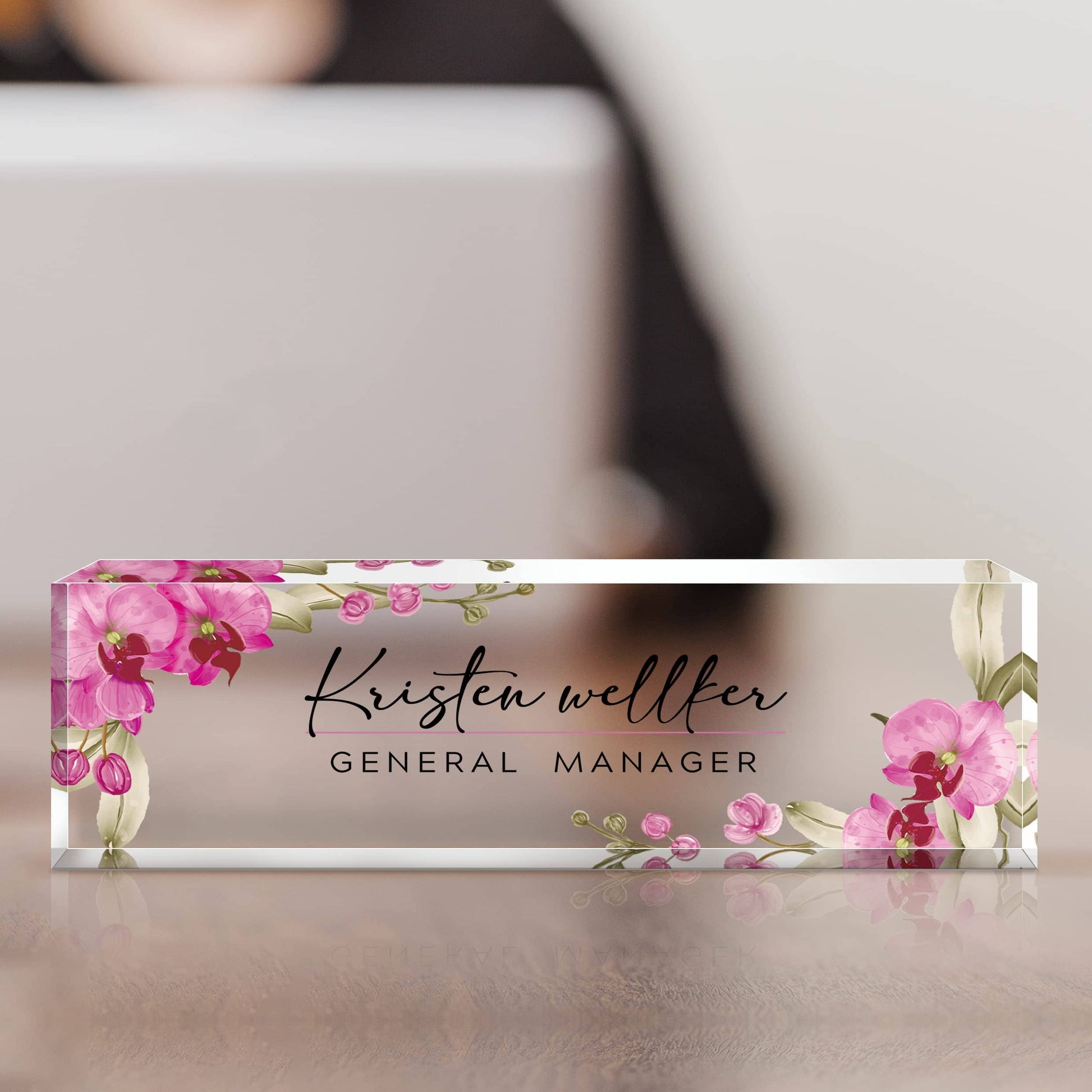 A Collector’s Gift: Personalized Office Name Plate for Desk, Acrylic Desk Ornaments (Style-Butterfly Orchid)… Gifts Amazon 