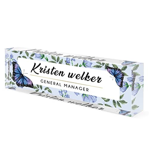 A Collector’s Gift: Personalized Office Name Plate for Desk, Acrylic Desk Ornaments (Style-Butterfly Orchid)… Gifts Amazon Purple Blue Butterfly 