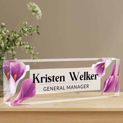 A Collector’s Gift: Personalized Office Name Plate for Desk, Acrylic Desk Ornaments (Style-Butterfly Orchid)… Gifts Amazon Style-purple 