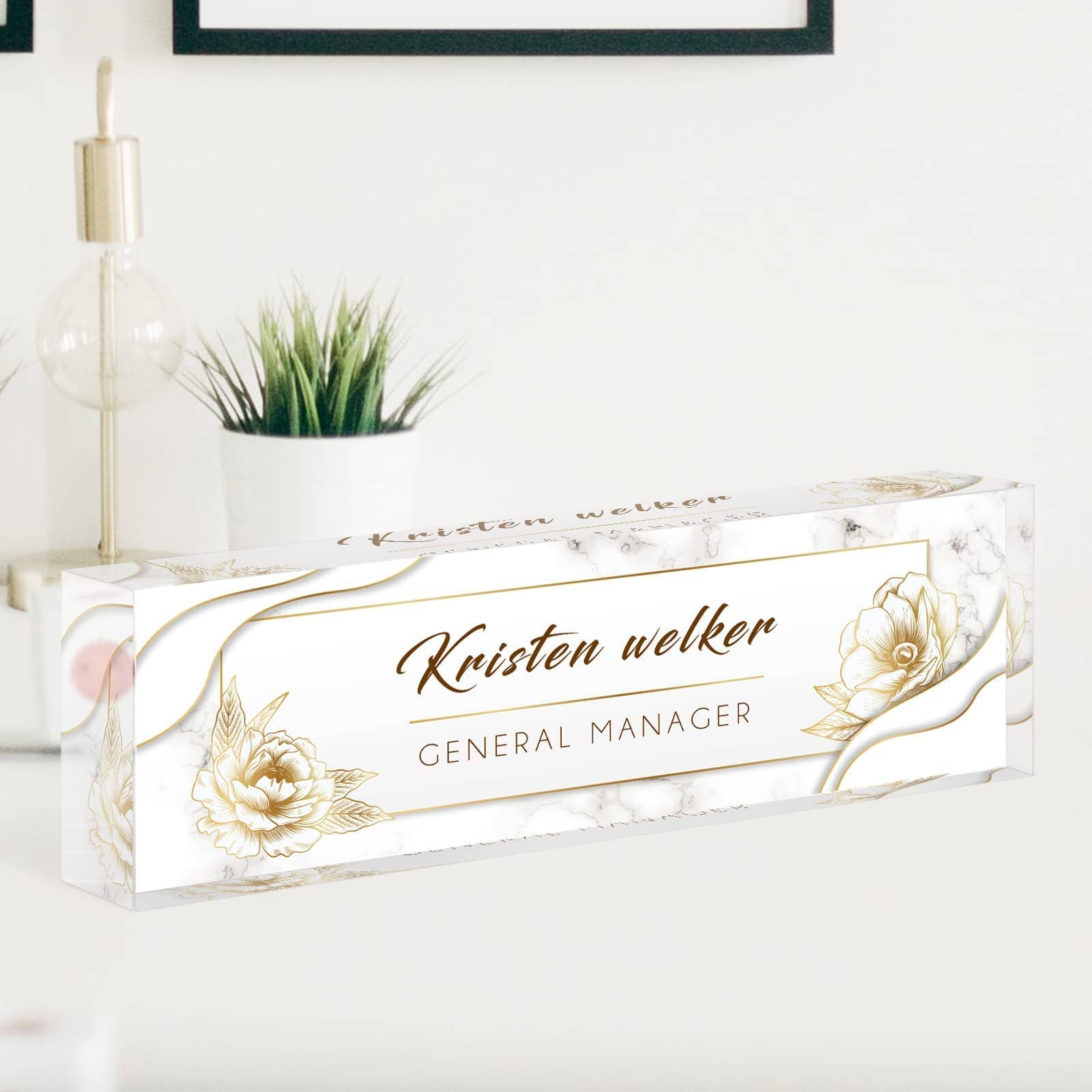 A Collector’s Gift: Personalized Office Name Plate for Desk, Acrylic Desk Ornaments (Style-Butterfly Orchid)… Gifts Amazon White Marble Flowers 