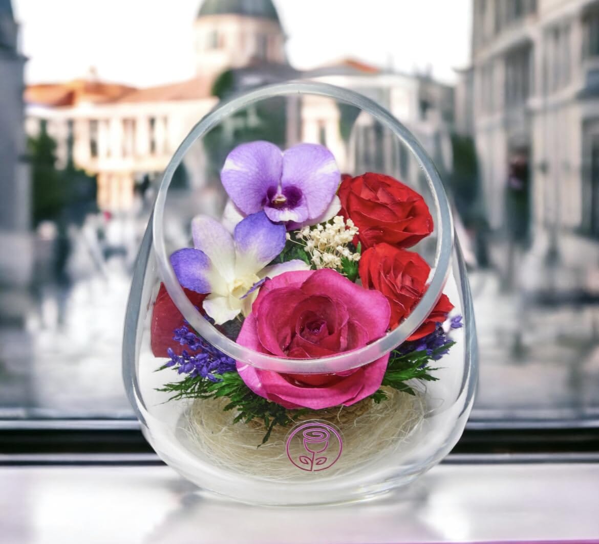 A Collector’s Gift: Premium Fresh Cut Preserved Flower Bouquet in a Sealed Glass Vase | Long Lasting Bouquet Orchids and Roses Stays Fresh for 5+ Years | No Water Needed | Unique Gift for Women Gifts Amazon 