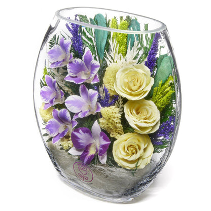 A Collector’s Gift: Premium Fresh Cut Preserved Flower Bouquet in a Sealed Glass Vase | Long Lasting Bouquet Orchids and Roses Stays Fresh for 5+ Years | No Water Needed | Unique Gift for Women Gifts Amazon 