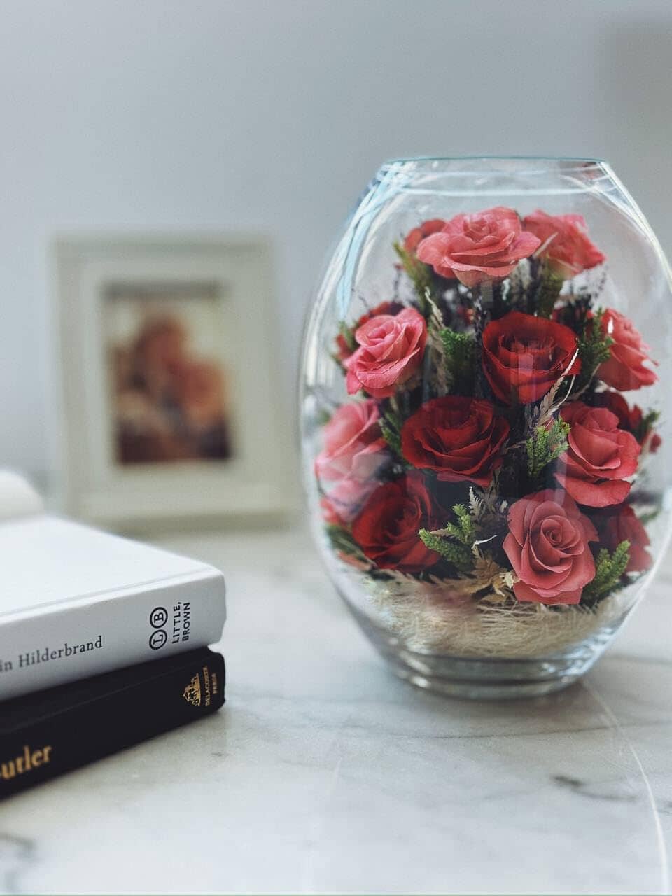 A Collector’s Gift: Premium Fresh Cut Preserved Flower Bouquet in a Sealed Glass Vase | Long Lasting Bouquet Orchids and Roses Stays Fresh for 5+ Years | No Water Needed | Unique Gift for Women Gifts Amazon 