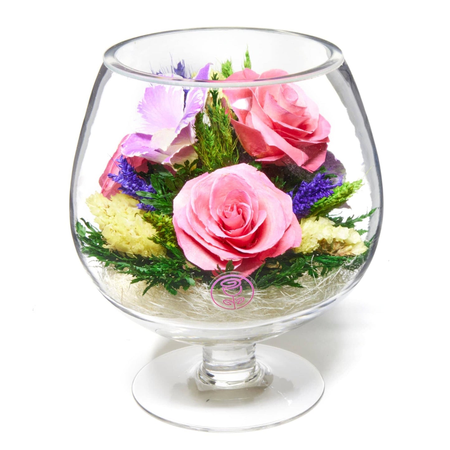 A Collector’s Gift: Premium Fresh Cut Preserved Flower Bouquet in a Sealed Glass Vase | Long Lasting Bouquet Orchids and Roses Stays Fresh for 5+ Years | No Water Needed | Unique Gift for Women Gifts Amazon Glass Pink & Purple 