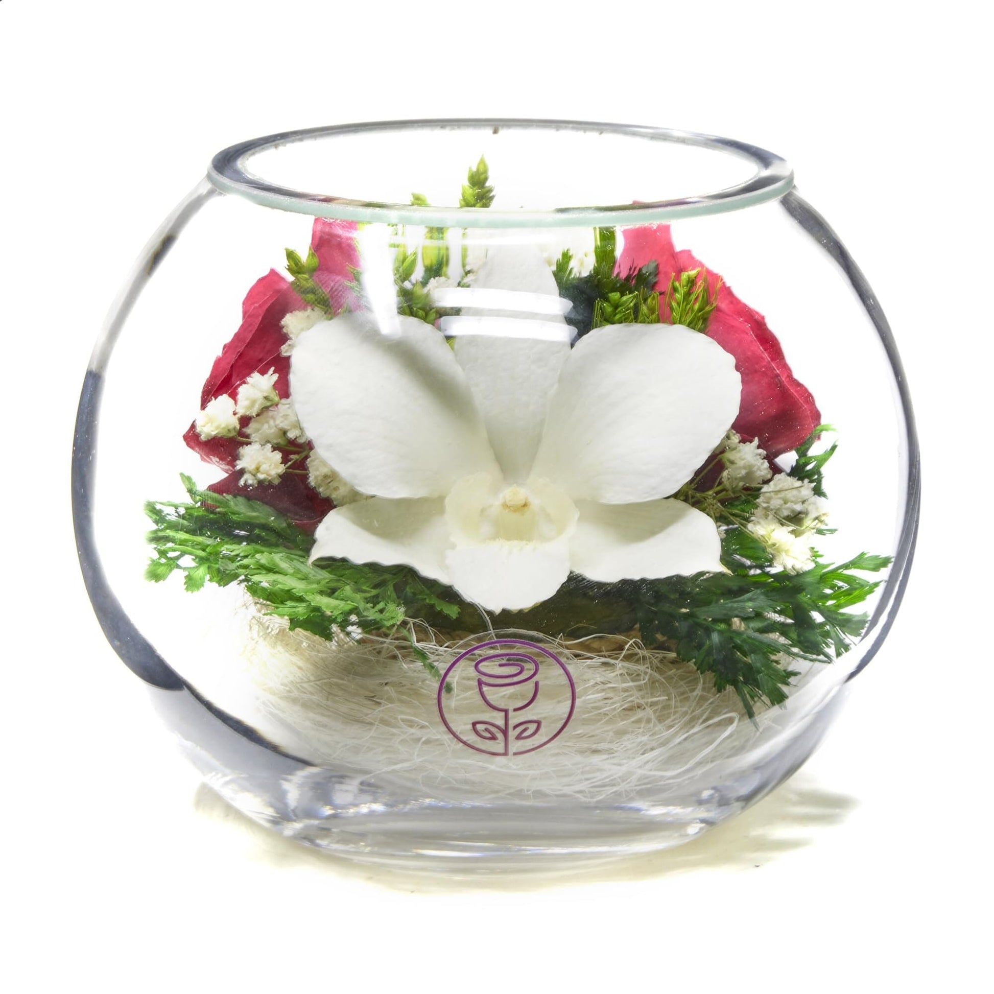 A Collector’s Gift: Premium Fresh Cut Preserved Flower Bouquet in a Sealed Glass Vase | Long Lasting Bouquet Orchids and Roses Stays Fresh for 5+ Years | No Water Needed | Unique Gift for Women Gifts Amazon Elegant Pink & White 