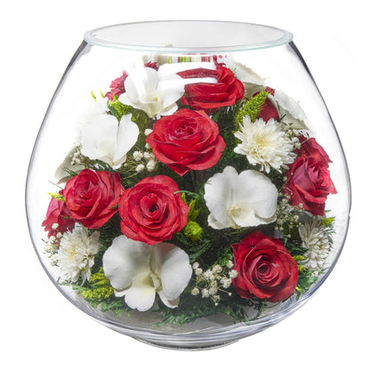 A Collector’s Gift: Premium Fresh Cut Preserved Flower Bouquet in a Sealed Glass Vase | Long Lasting Bouquet Orchids and Roses Stays Fresh for 5+ Years | No Water Needed | Unique Gift for Women Gifts Amazon 