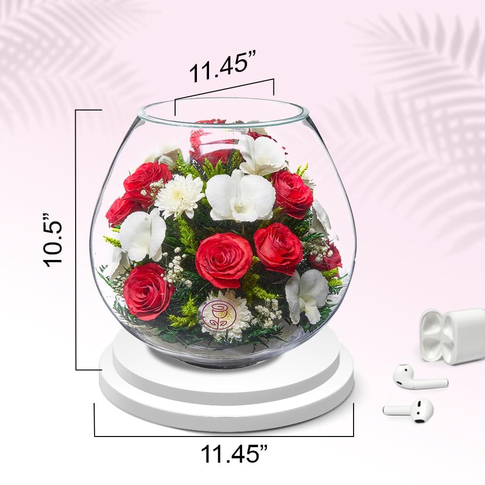 A Collector’s Gift: Premium Fresh Cut Preserved Flower Bouquet in a Sealed Glass Vase | Long Lasting Bouquet Orchids and Roses Stays Fresh for 5+ Years | No Water Needed | Unique Gift for Women Gifts Amazon 