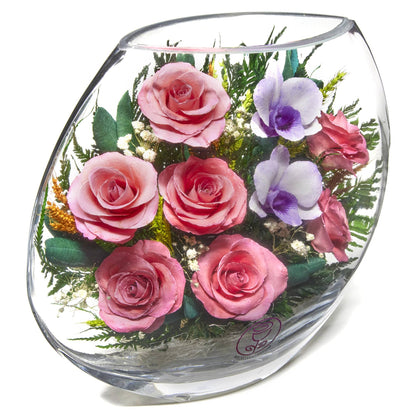 A Collector’s Gift: Premium Fresh Cut Preserved Flower Bouquet in a Sealed Glass Vase | Long Lasting Bouquet Orchids and Roses Stays Fresh for 5+ Years | No Water Needed | Unique Gift for Women Gifts Amazon 