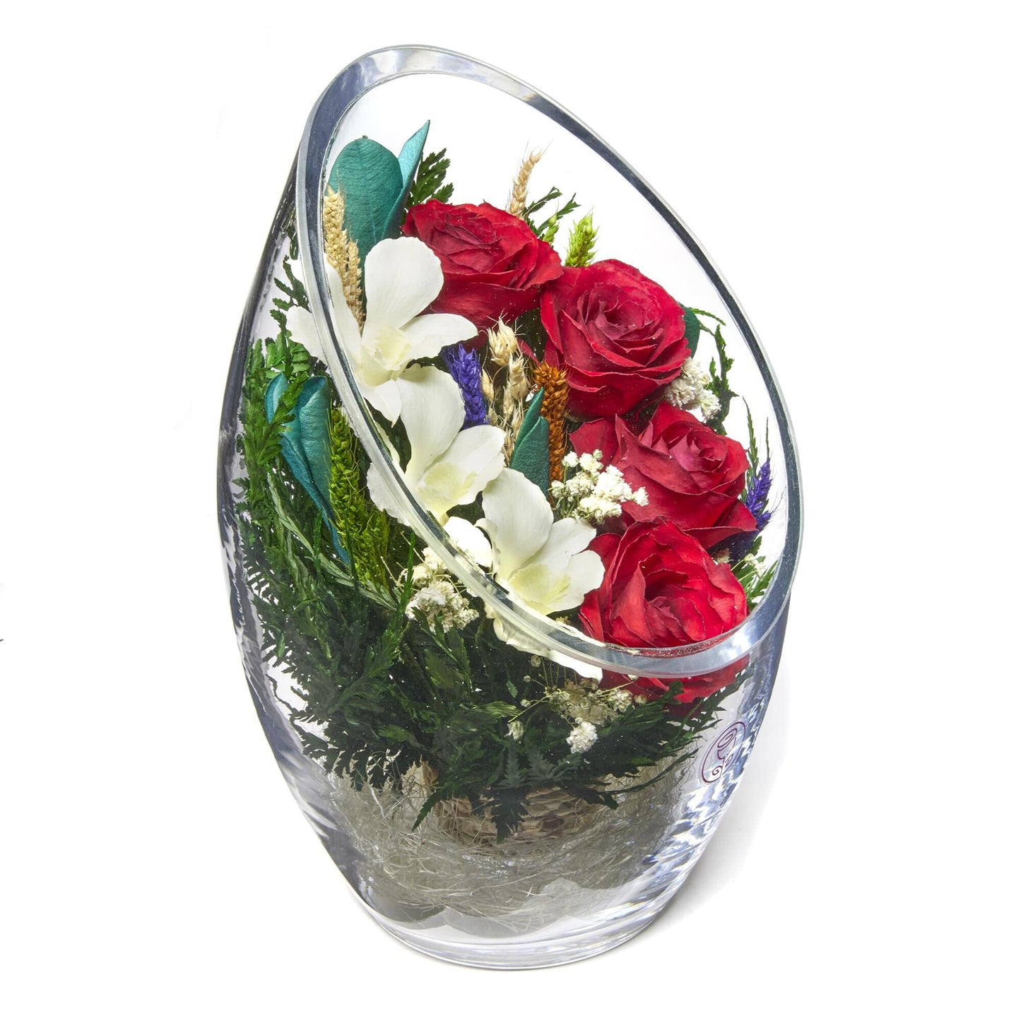 A Collector’s Gift: Premium Fresh Cut Preserved Flower Bouquet in a Sealed Glass Vase | Long Lasting Bouquet Orchids and Roses Stays Fresh for 5+ Years | No Water Needed | Unique Gift for Women Gifts Amazon 