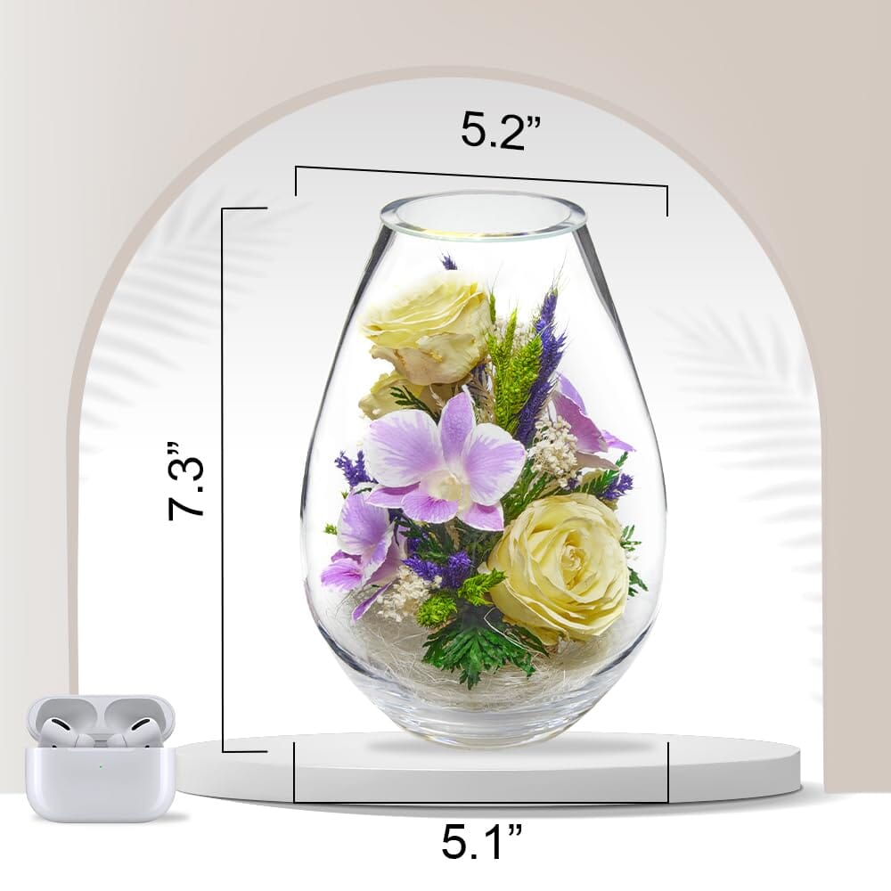 A Collector’s Gift: Premium Fresh Cut Preserved Flower Bouquet in a Sealed Glass Vase | Long Lasting Bouquet Orchids and Roses Stays Fresh for 5+ Years | No Water Needed | Unique Gift for Women Gifts Amazon 