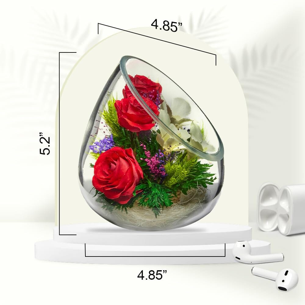 A Collector’s Gift: Premium Fresh Cut Preserved Flower Bouquet in a Sealed Glass Vase | Long Lasting Bouquet Orchids and Roses Stays Fresh for 5+ Years | No Water Needed | Unique Gift for Women Gifts Amazon 