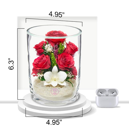 A Collector’s Gift: Premium Fresh Cut Preserved Flower Bouquet in a Sealed Glass Vase | Long Lasting Bouquet Orchids and Roses Stays Fresh for 5+ Years | No Water Needed | Unique Gift for Women Gifts Amazon 