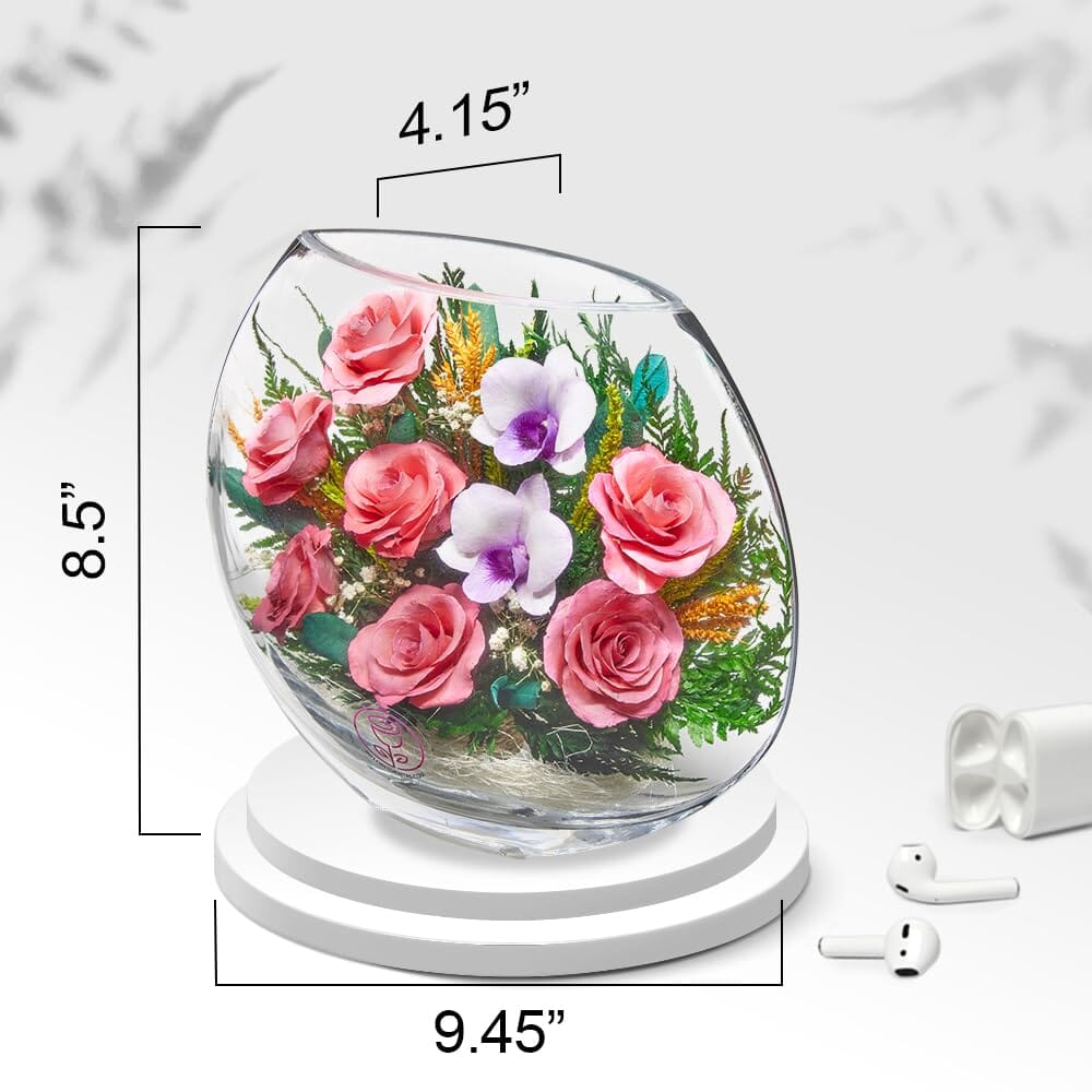 A Collector’s Gift: Premium Fresh Cut Preserved Flower Bouquet in a Sealed Glass Vase | Long Lasting Bouquet Orchids and Roses Stays Fresh for 5+ Years | No Water Needed | Unique Gift for Women Gifts Amazon 