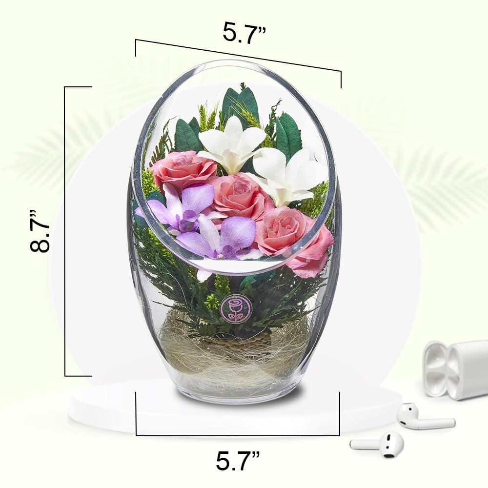 A Collector’s Gift: Premium Fresh Cut Preserved Flower Bouquet in a Sealed Glass Vase | Long Lasting Bouquet Orchids and Roses Stays Fresh for 5+ Years | No Water Needed | Unique Gift for Women Gifts Amazon 