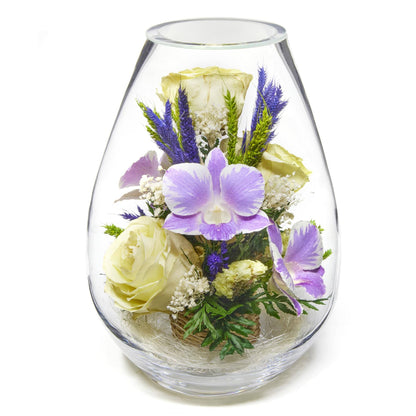 A Collector’s Gift: Premium Fresh Cut Preserved Flower Bouquet in a Sealed Glass Vase | Long Lasting Bouquet Orchids and Roses Stays Fresh for 5+ Years | No Water Needed | Unique Gift for Women Gifts Amazon 