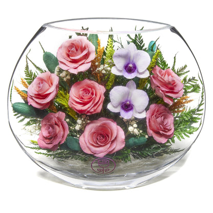 A Collector’s Gift: Premium Fresh Cut Preserved Flower Bouquet in a Sealed Glass Vase | Long Lasting Bouquet Orchids and Roses Stays Fresh for 5+ Years | No Water Needed | Unique Gift for Women Gifts Amazon 