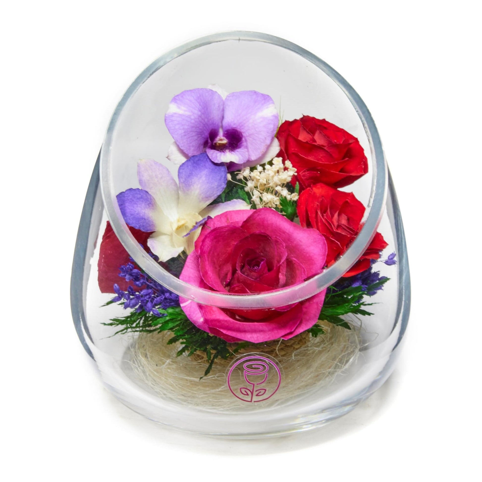 A Collector’s Gift: Premium Fresh Cut Preserved Flower Bouquet in a Sealed Glass Vase | Long Lasting Bouquet Orchids and Roses Stays Fresh for 5+ Years | No Water Needed | Unique Gift for Women Gifts Amazon Radiant Mixed 