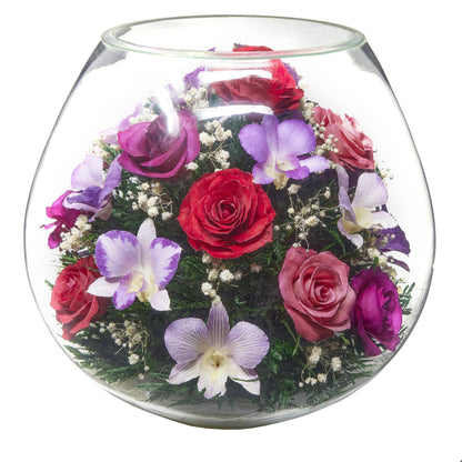 A Collector’s Gift: Premium Fresh Cut Preserved Flower Bouquet in a Sealed Glass Vase | Long Lasting Bouquet Orchids and Roses Stays Fresh for 5+ Years | No Water Needed | Unique Gift for Women Gifts Amazon 