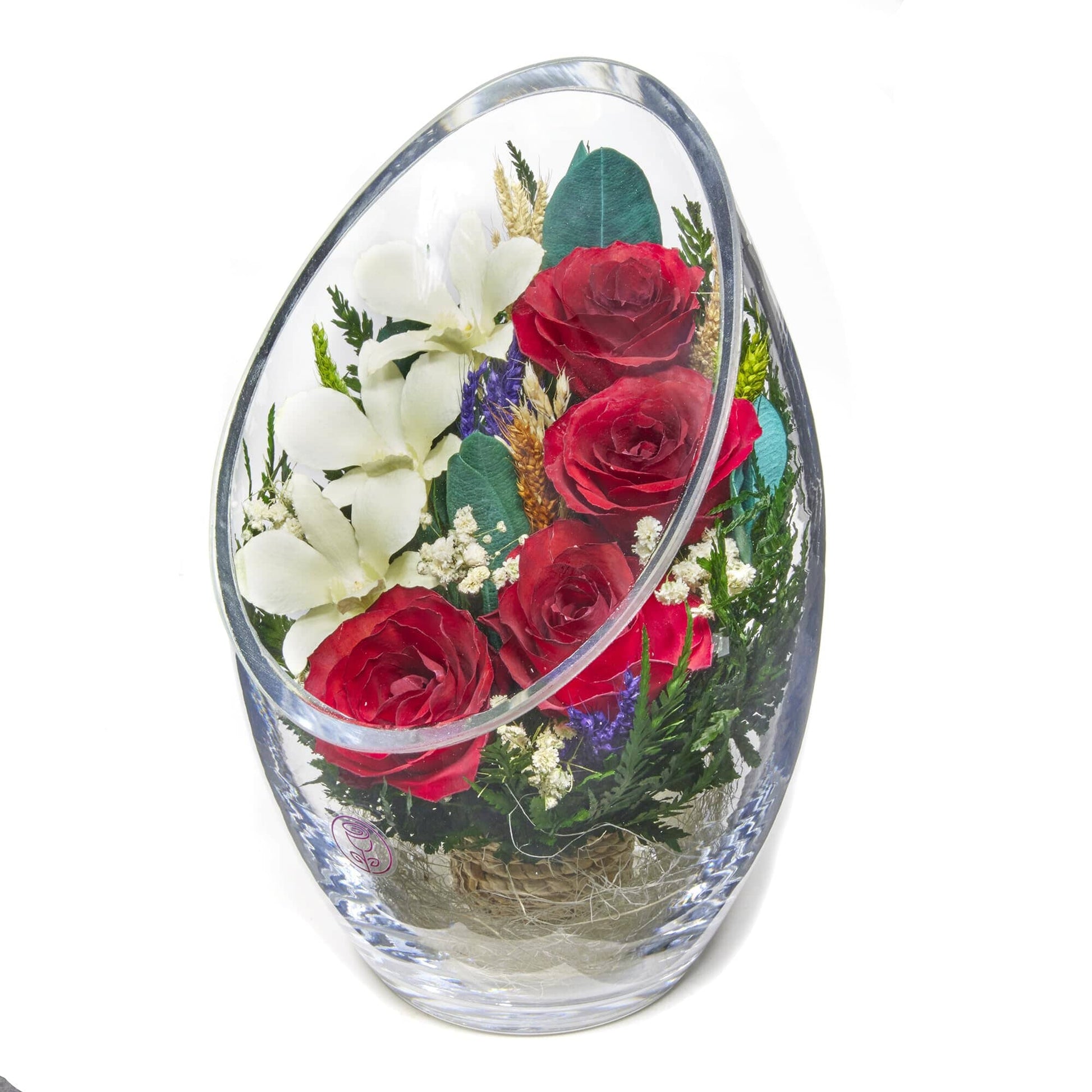 A Collector’s Gift: Premium Fresh Cut Preserved Flower Bouquet in a Sealed Glass Vase | Long Lasting Bouquet Orchids and Roses Stays Fresh for 5+ Years | No Water Needed | Unique Gift for Women Gifts Amazon 