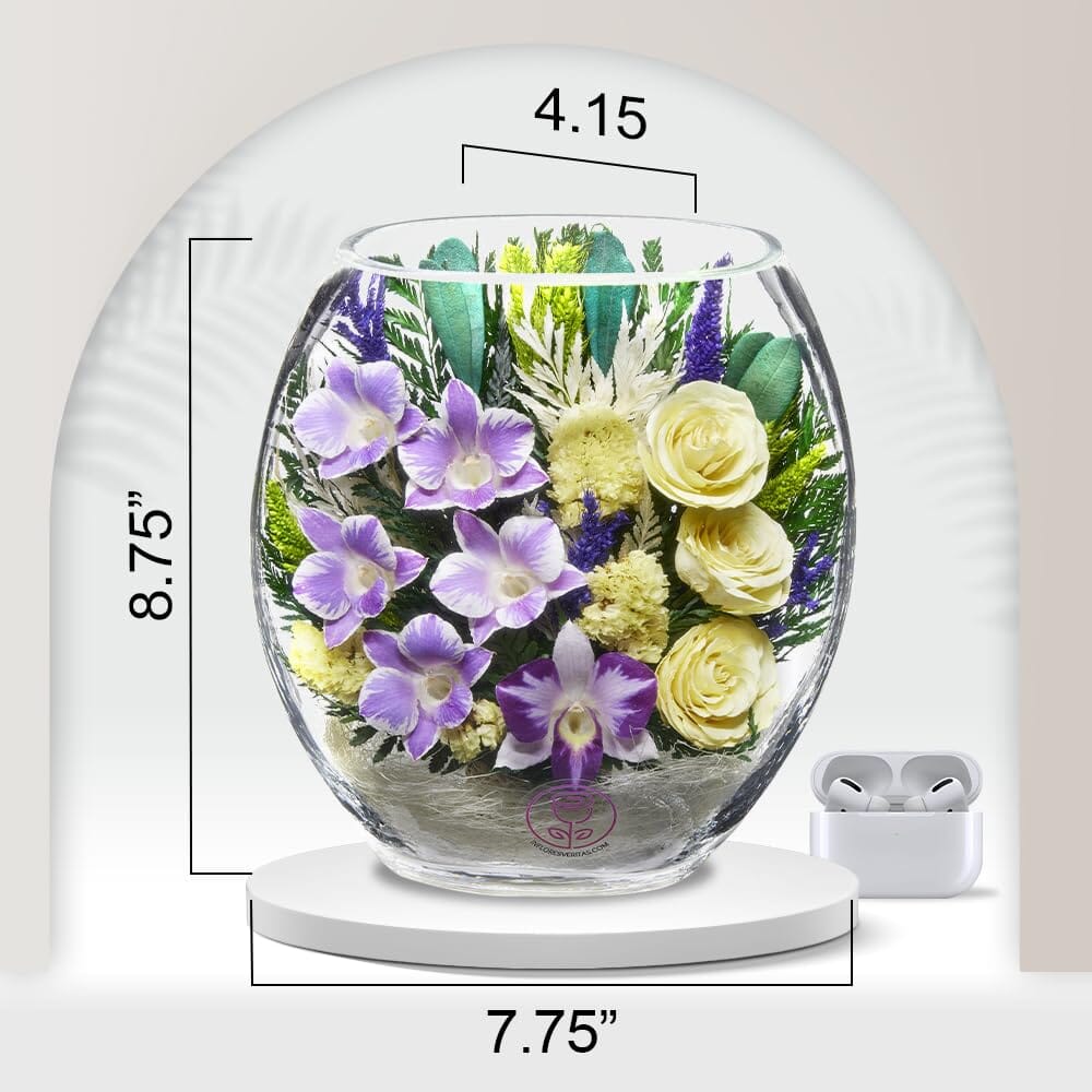 A Collector’s Gift: Premium Fresh Cut Preserved Flower Bouquet in a Sealed Glass Vase | Long Lasting Bouquet Orchids and Roses Stays Fresh for 5+ Years | No Water Needed | Unique Gift for Women Gifts Amazon 