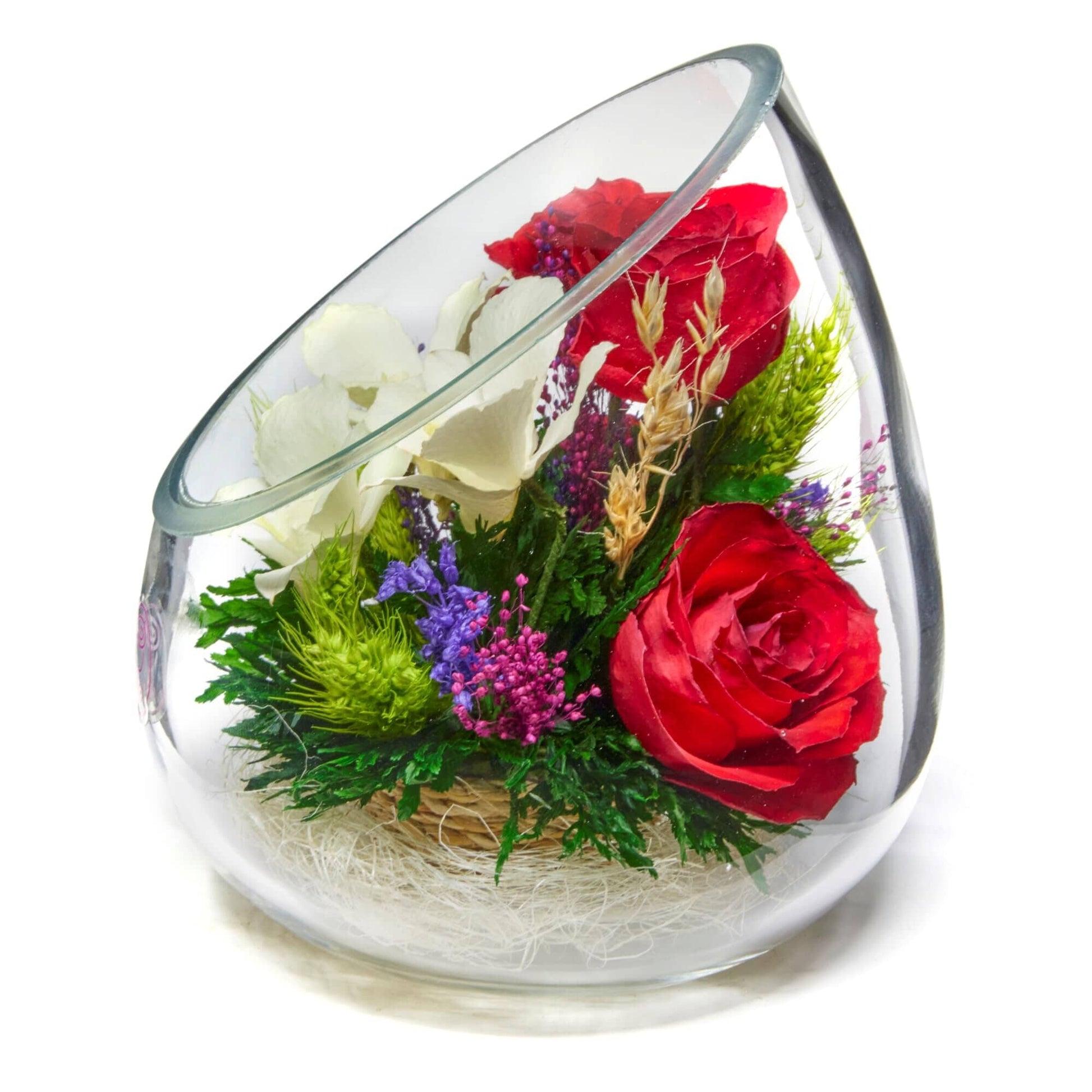 A Collector’s Gift: Premium Fresh Cut Preserved Flower Bouquet in a Sealed Glass Vase | Long Lasting Bouquet Orchids and Roses Stays Fresh for 5+ Years | No Water Needed | Unique Gift for Women Gifts Amazon Radiant Red & White 