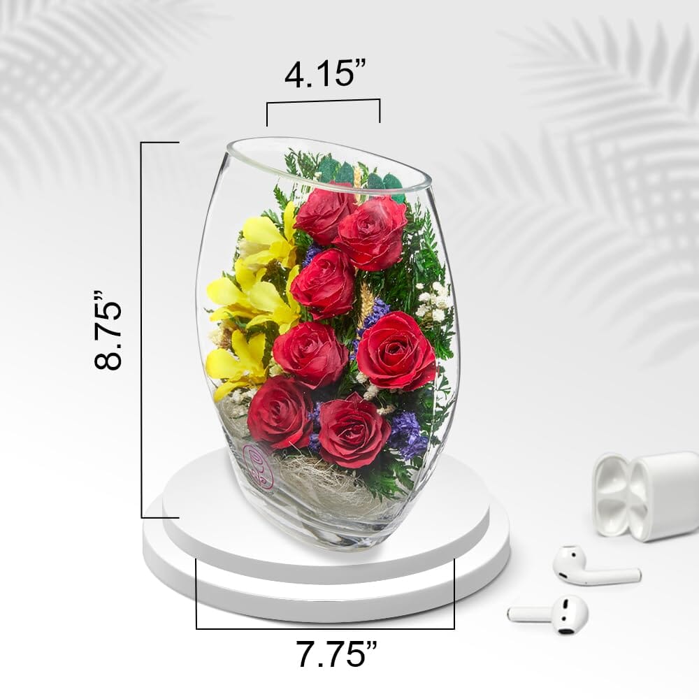 A Collector’s Gift: Premium Fresh Cut Preserved Flower Bouquet in a Sealed Glass Vase | Long Lasting Bouquet Orchids and Roses Stays Fresh for 5+ Years | No Water Needed | Unique Gift for Women Gifts Amazon 