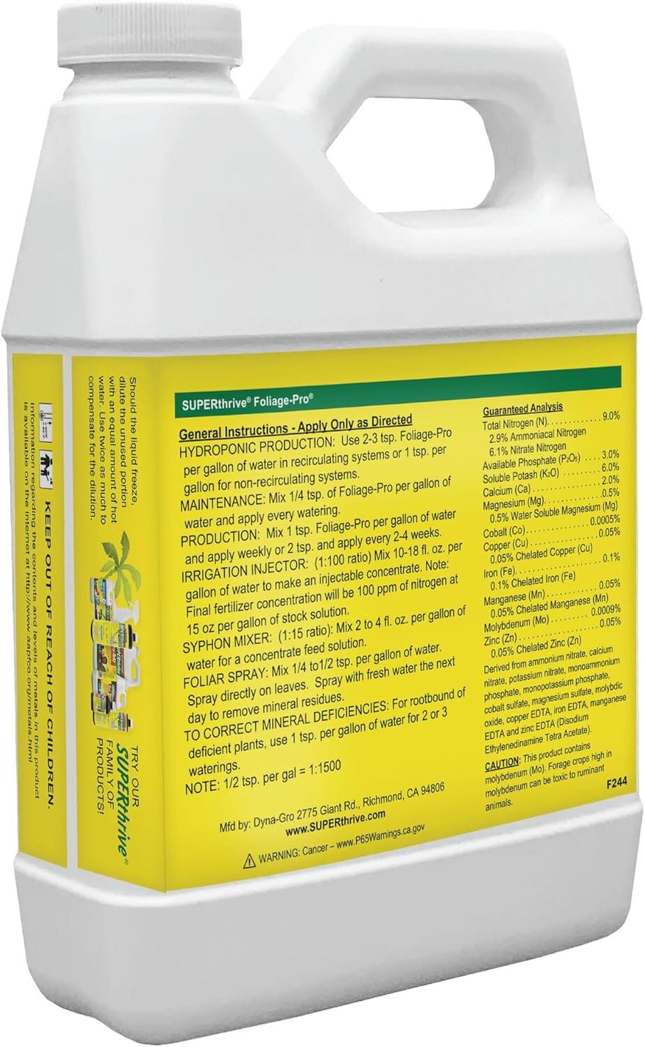 Fertilizer Additives: Dyna Gro Foliage Pro 32oz 1 Quart Liquid Plant Dyna Gro Fertilizer Bloom Grow Fertilizer Amazon 