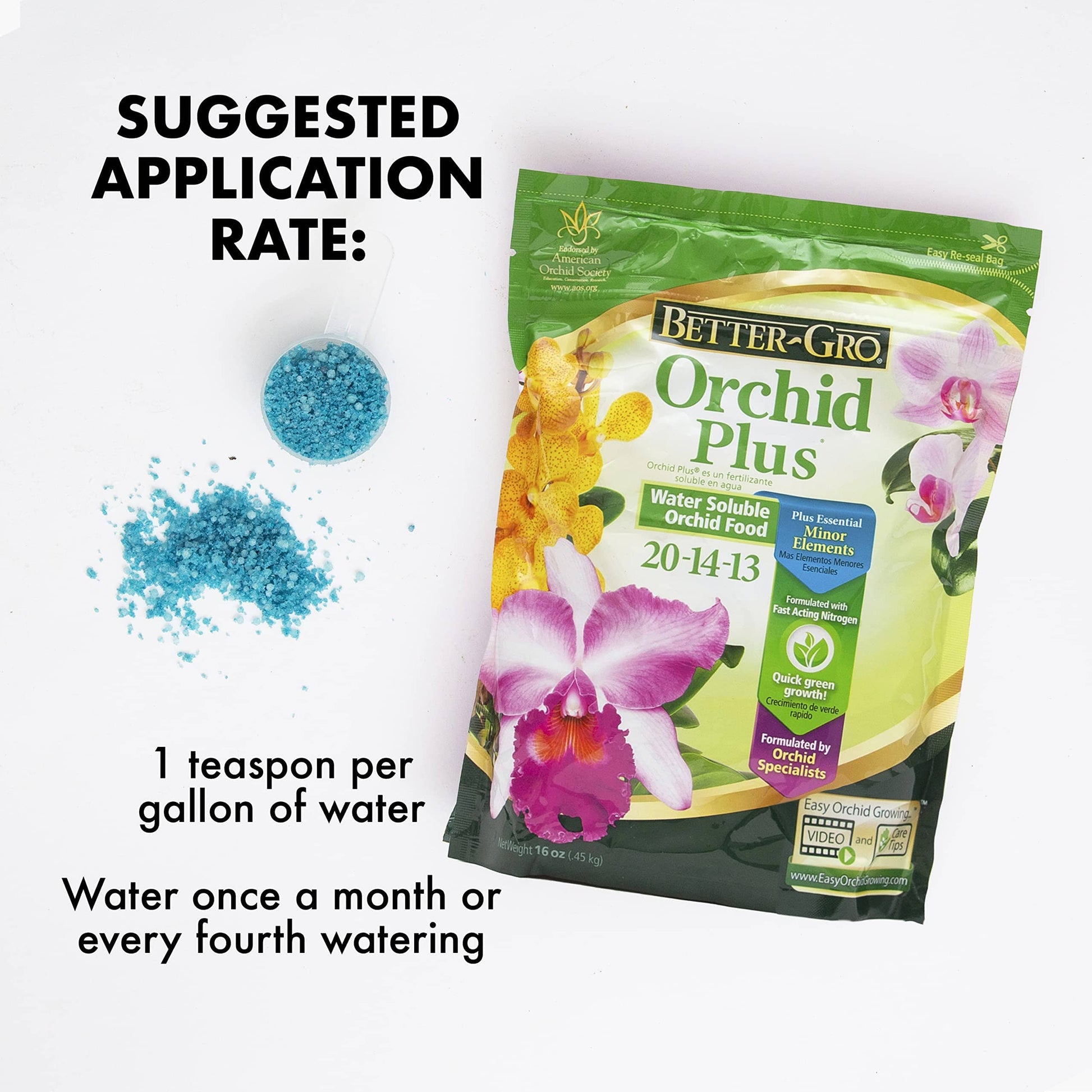 Fertilizer Additives: Orchid Plus 20-14-13 - Urea Free Orchid Fertilizer - Endorsed by American Orchid Society - 16 oz Resealable Bag Fertilizer Amazon 