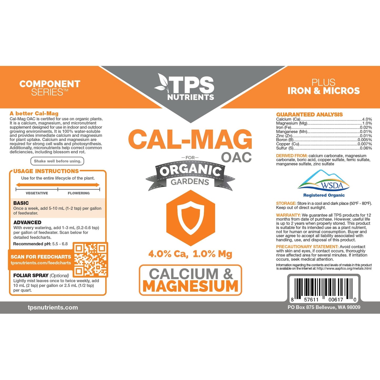 Fertilizer Additives: Organic Cal-Mag OAC Plant Nutrient and Supplement, Plus Iron and Micronutrients by TPS Nutrients, 8 oz (250mL) Fertilizer Amazon 