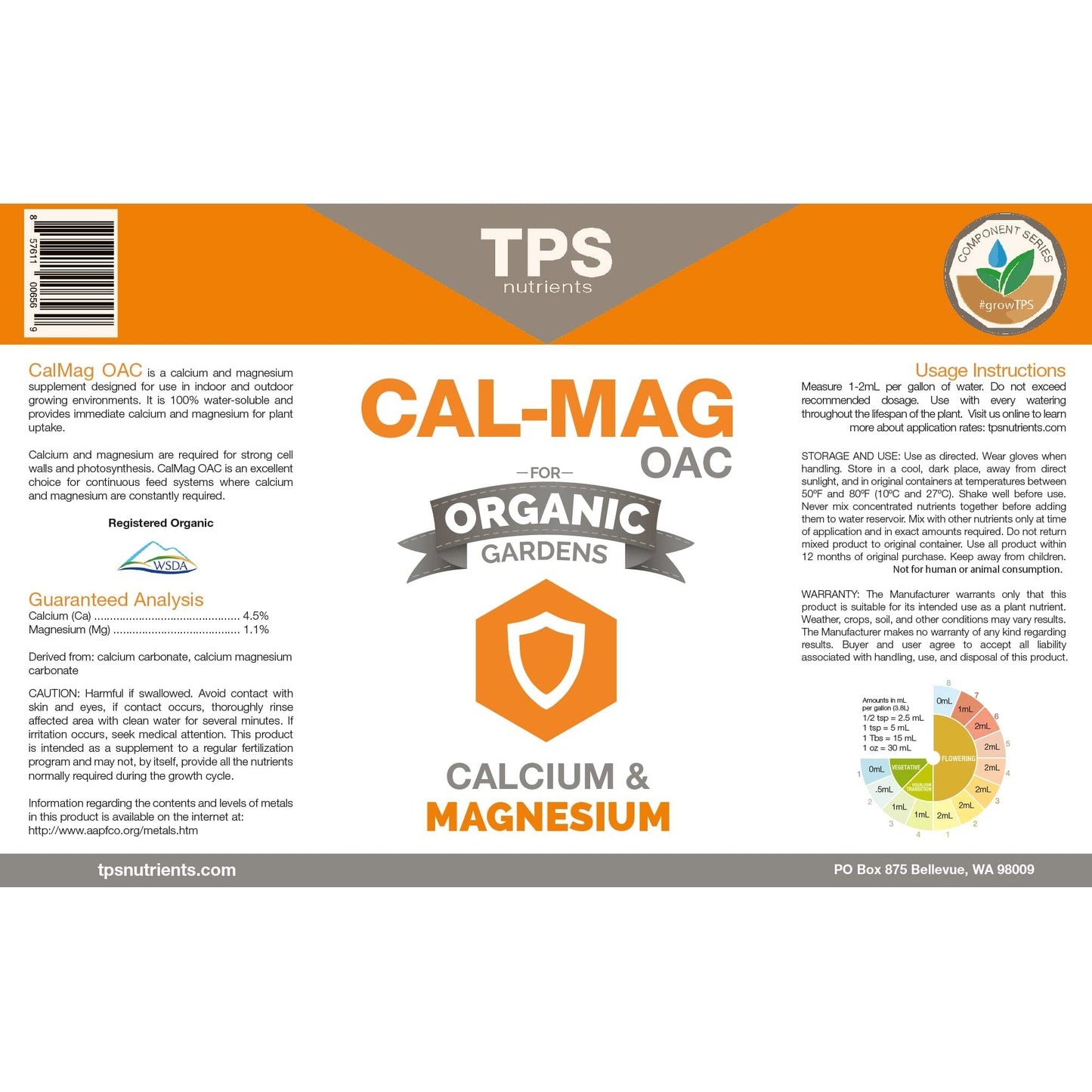 Fertilizer Additives: Organic Cal-Mag OAC Plant Nutrient and Supplement, Plus Iron and Micronutrients by TPS Nutrients, 8 oz (250mL) Fertilizer Amazon 