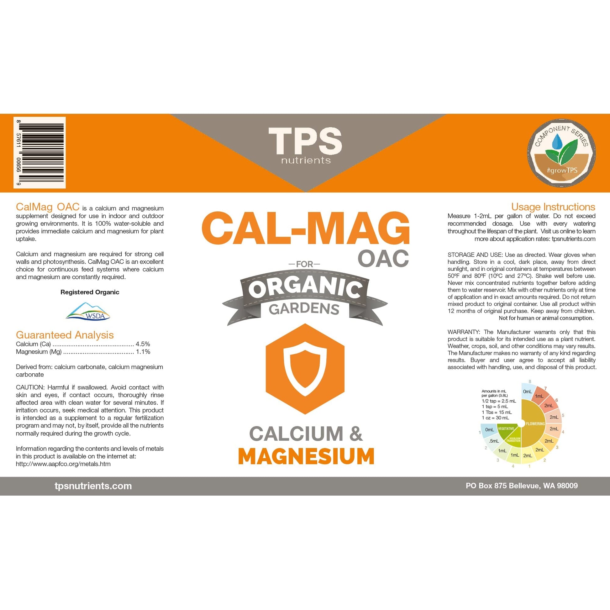 Fertilizer Additives: Organic Cal-Mag OAC Plant Nutrient and Supplement, Plus Iron and Micronutrients by TPS Nutrients, 8 oz (250mL) Fertilizer Amazon 