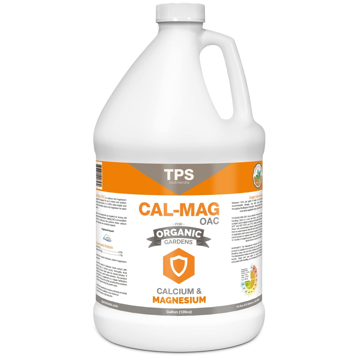 Fertilizer Additives: Organic Cal-Mag OAC Plant Nutrient and Supplement, Plus Iron and Micronutrients by TPS Nutrients, 8 oz (250mL) Fertilizer Amazon Gallon (128 oz) 