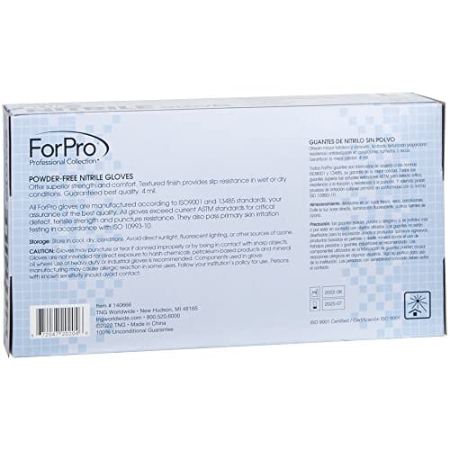 ForPro Professional Collection Disposable Nitrile Gloves, Chemical Resistant, Powder-Free, Latex-Free, Non-Sterile, Food Safe, 4 Mil, Black, Medium, 100-Count Pots Amazon 