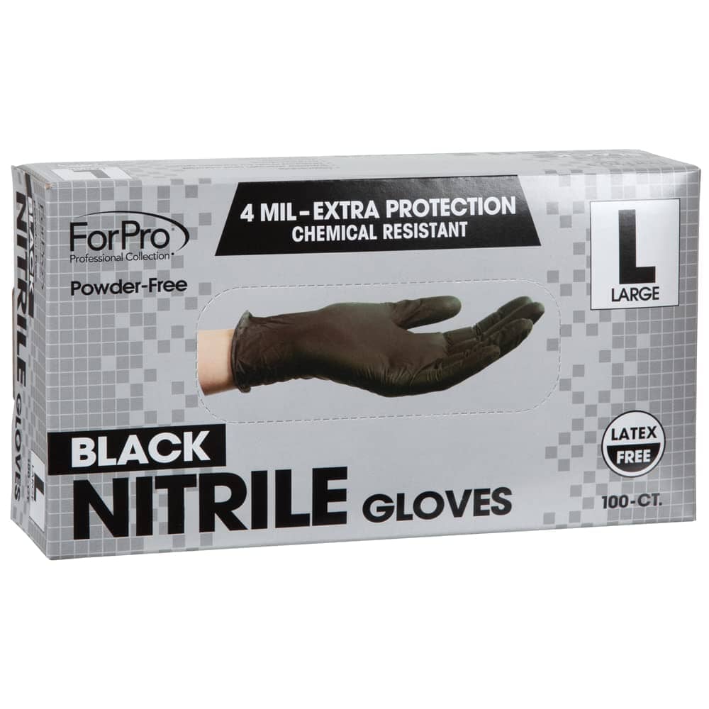 ForPro Professional Collection Disposable Nitrile Gloves, Chemical Resistant, Powder-Free, Latex-Free, Non-Sterile, Food Safe, 4 Mil, Black, Medium, 100-Count Pots Amazon 