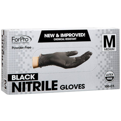 ForPro Professional Collection Disposable Nitrile Gloves, Chemical Resistant, Powder-Free, Latex-Free, Non-Sterile, Food Safe, 4 Mil, Black, Medium, 100-Count Pots Amazon 