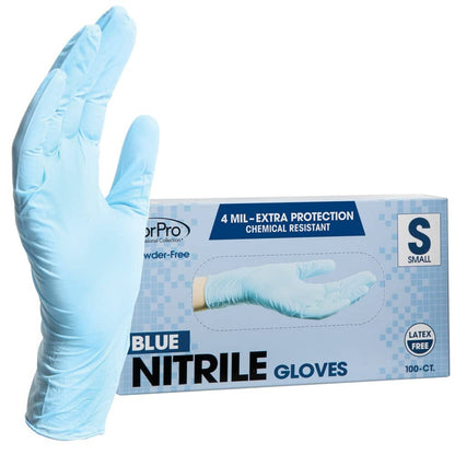 ForPro Professional Collection Disposable Nitrile Gloves, Chemical Resistant, Powder-Free, Latex-Free, Non-Sterile, Food Safe, 4 Mil, Black, Medium, 100-Count Pots Amazon Blue Small (Pack of 100) 